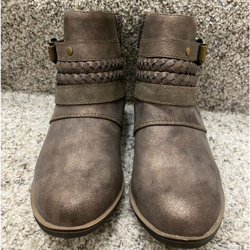 SUGAR Womens Stone Braided Strap Tik Tock Zip-Up Booties Size 6
